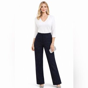 Crimson by Lawrence Kurtz Pants Womens 12 Black Sparkle Wide Leg Evening
